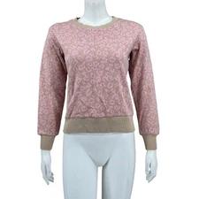 Dolan Anthropologie Sweater Womens XS Pink Tan Knit Leopard Cut Out City Boho