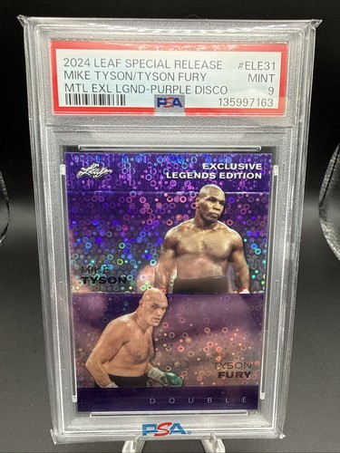 Mike Tyson & Tyson Fury #ELE-15 Leaf Legends Edition Purple  Disco /15  PSA 9 *