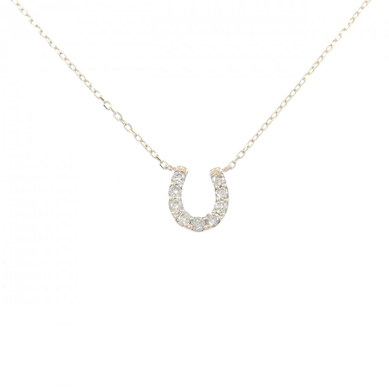 Authentic K10YG Horse Shoe Diamond Necklace 0.20CT  #260-007-955-2028
