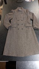 Bromleigh Brown Wool Tweed Vintage Double Breasted Coat Made in USA The Parisian