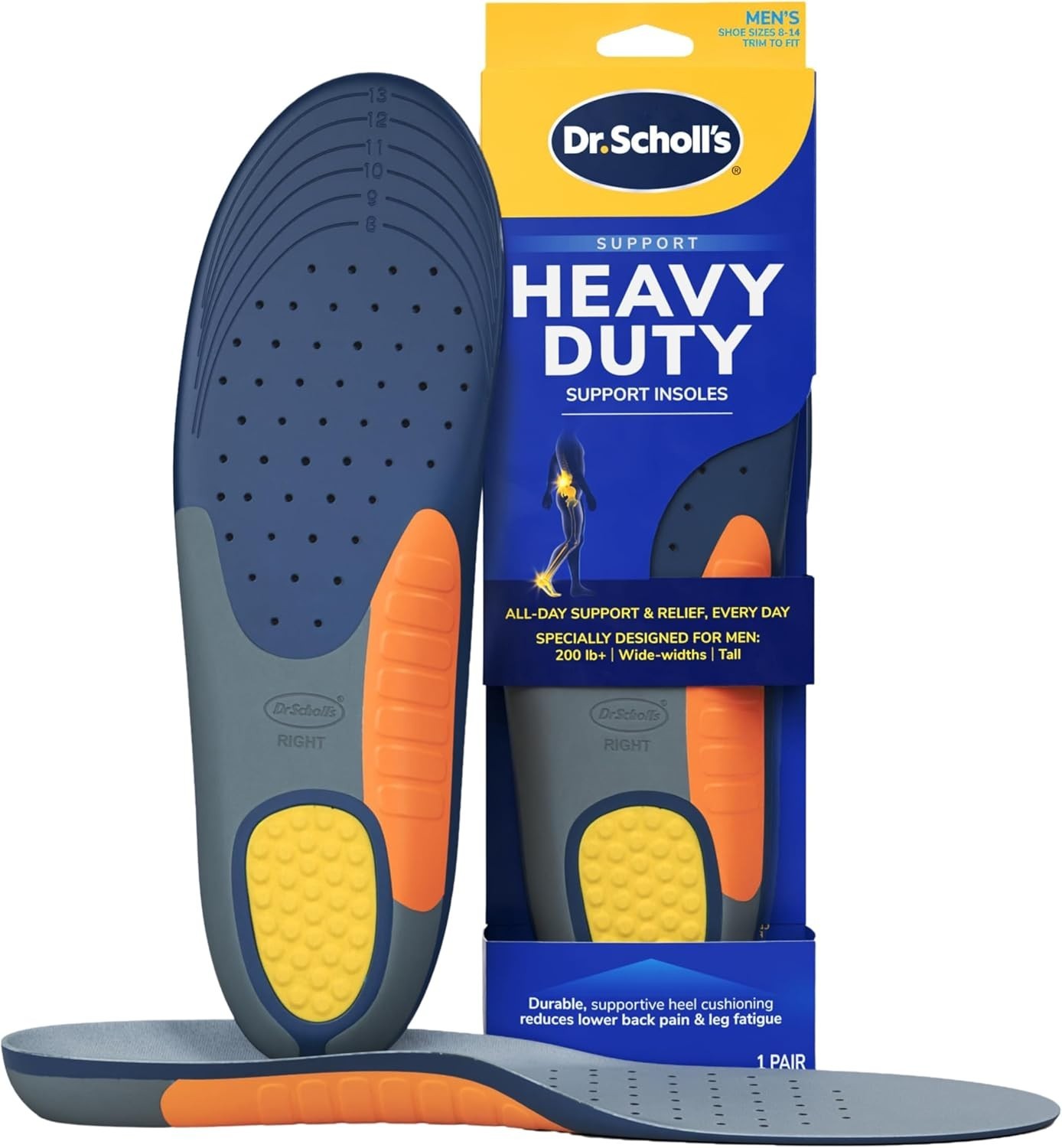 Plantillas de alta resistencia para hombre con amortiguación adicional - perfectas para botas de trabajo y zapatos