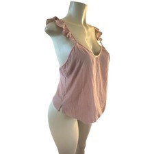 Women M Victoria's Secret Pink Velvet Ruffle Strap Cami Tank Top Lingerie Sleep