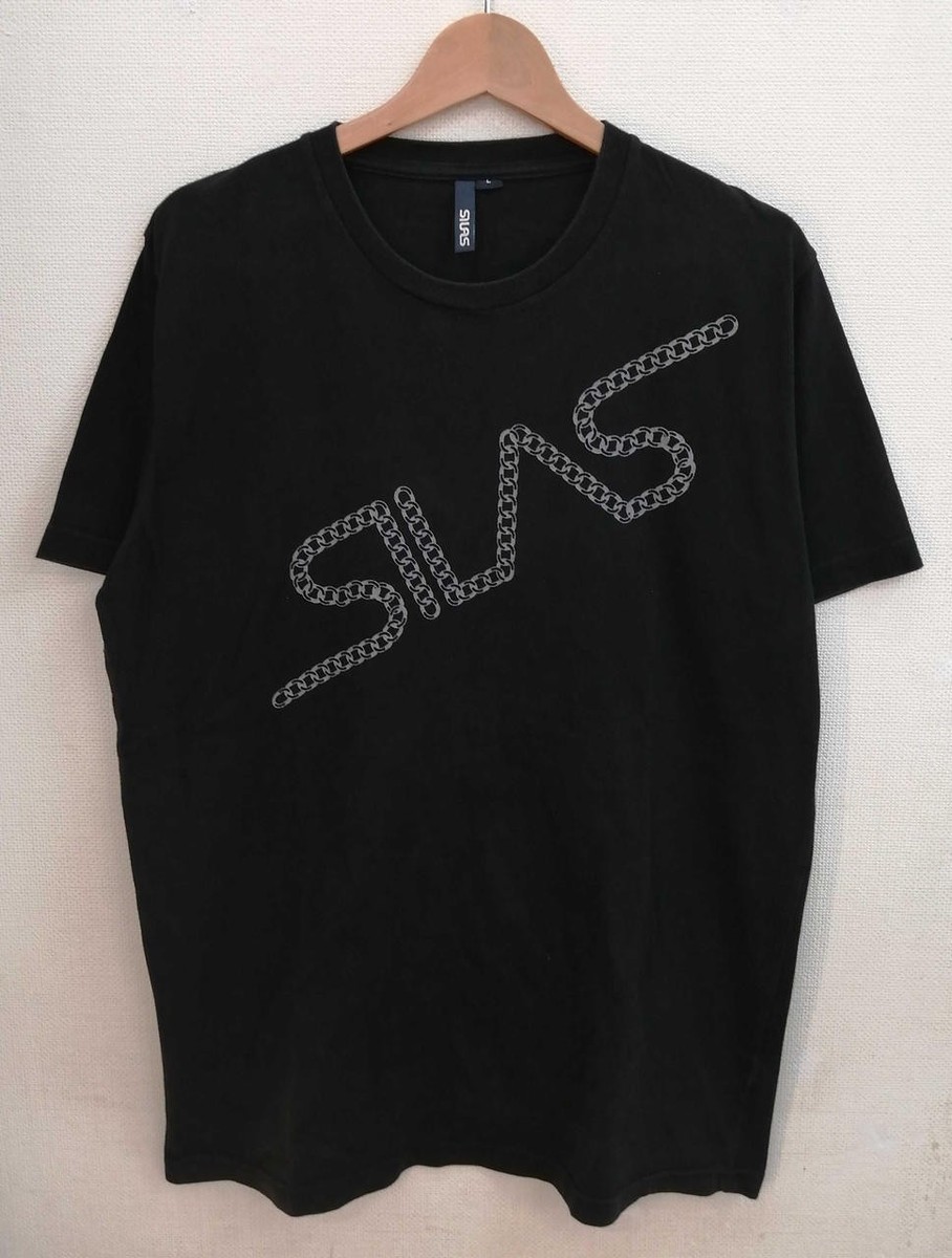 Silas Black T-shirt Men's L Casual Short Sleeve 112cm Chest 73cm Length