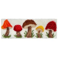 Herrschners&reg; Forest Mushrooms Bench Pillow Latch Hook Kit