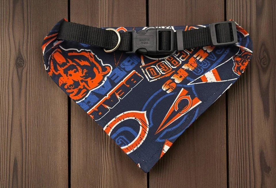 Bandana para perro Chicago Bears SOBRE EL CUELLO pañuelos deslizables bufanda pañuelo Foto 2 de 4
