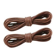 2 Pairs Waxed Round Shoe Laces for Oxford Dress Shoes Boot Strings Business C...