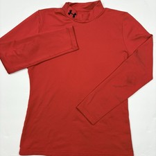 Under Armour ColdGear Mock Neck Youth XL Red Fitted Long Sleeve Shirt Boys