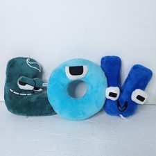 Lot Of 3 Alphabet Lore Plush Stuffed Animal L O V Blue Green Soft Toys