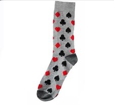 West Loop Men's Adult Gray Poker Deck of Cards Dress Socks NWT 6-12 Shoe Size