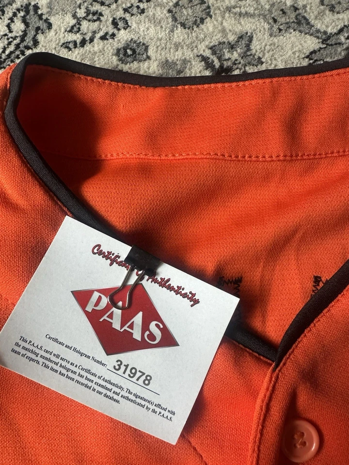 Camiseta deportiva autografiada por Giancarlo Stanton MLB Miami Marlins certificado de autenticidad PAAS Foto 2 de 4