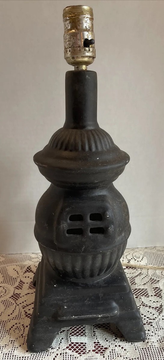 Vintage Ceramic Pot Belly Farmhouse Stove Table Lamp Non-Working | eBay