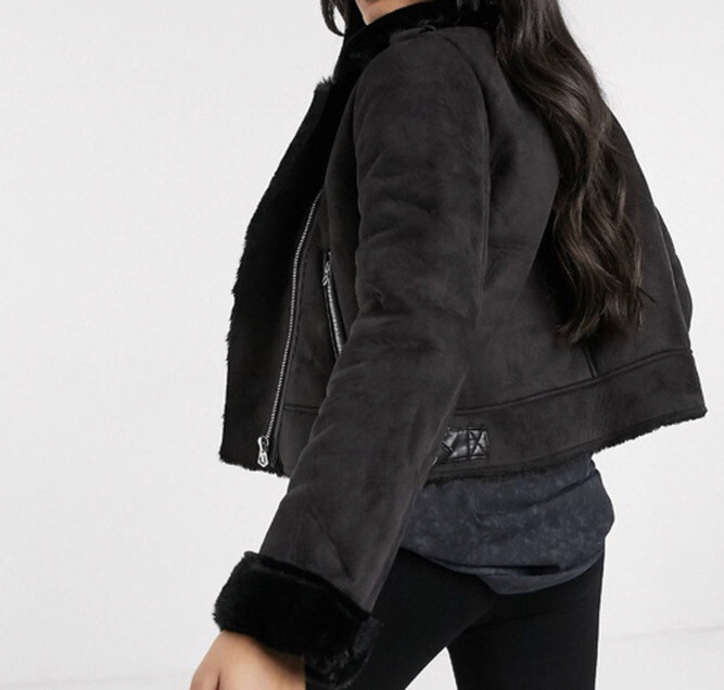 Sold Out Stradivarius Black Fur Cropped Coat! Size S! RRP £46 image 2