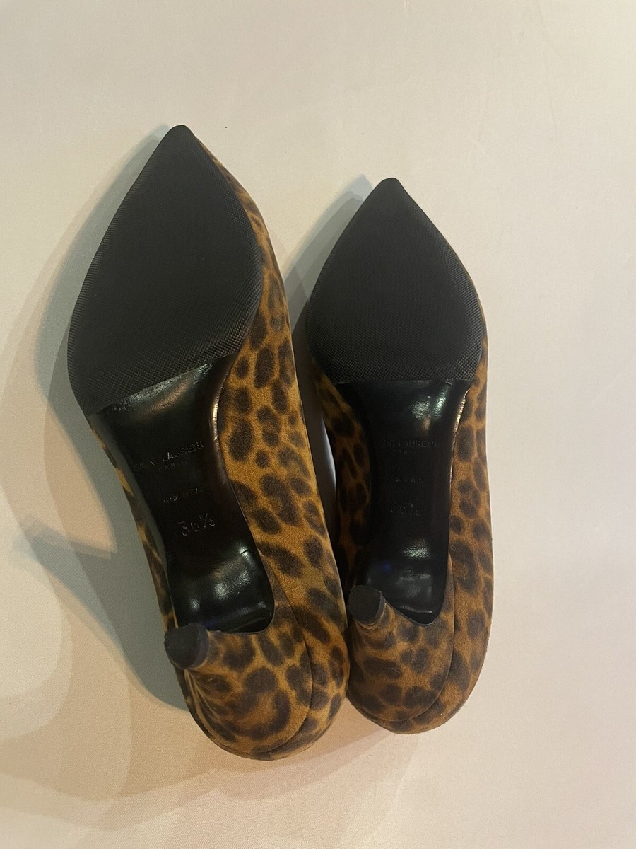 YSL Yves Saint Laurent Leopard Kitten Heels Pumps 36.5 6.5