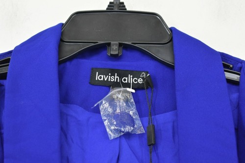 Lavish Alice Women Blue Long Sleeve Shawl Open Front Tie Career Dress Blazer 4 - Picture 3 of 8