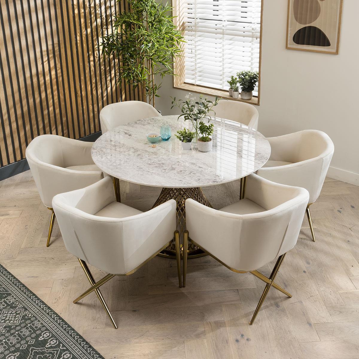 Seater Modern Round Premium White Ceramic Pedestal Dining Set