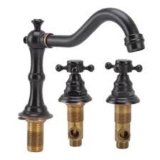 Black Rubbed Bronze Brass Bathroom Faucet 3-Piece Wide-set Basin Pop-Up Drain