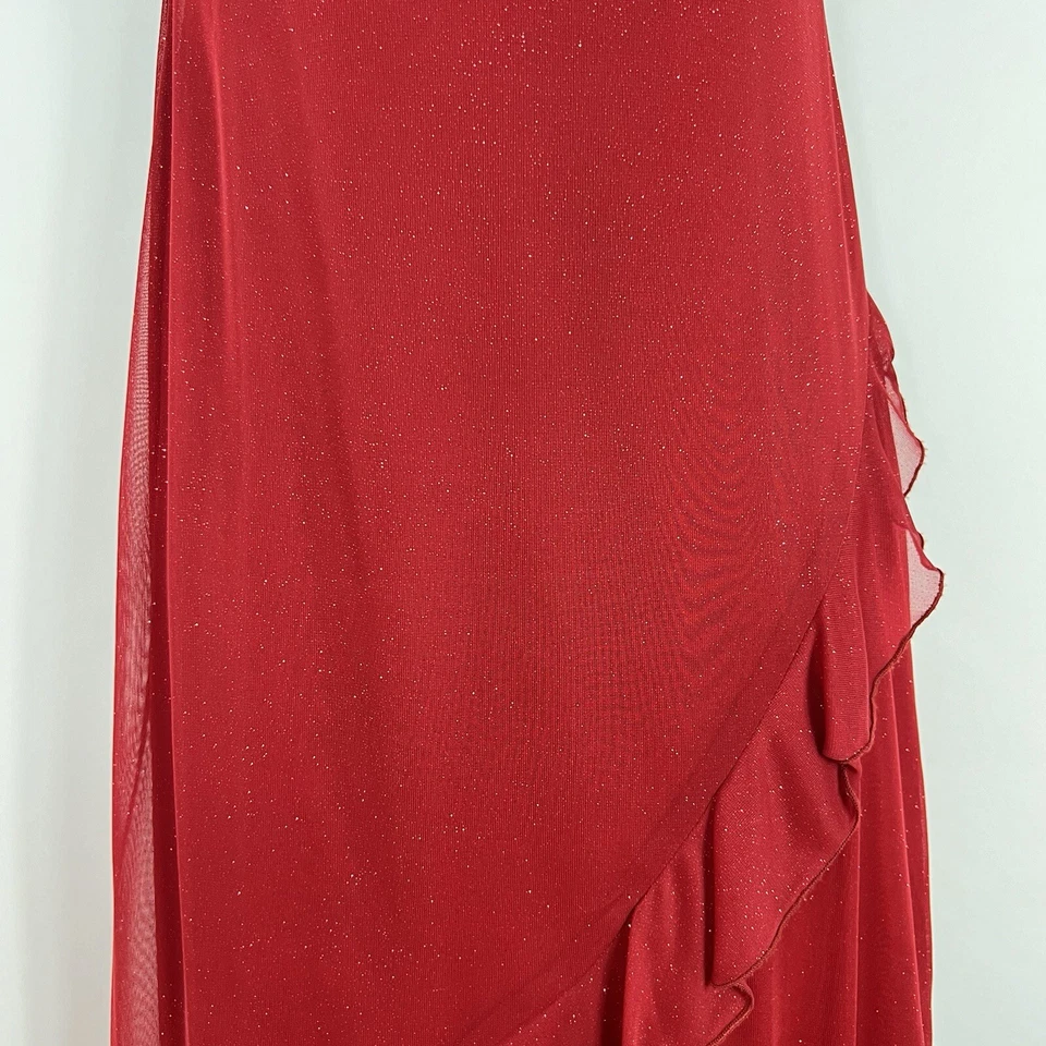 Vestido vintage Y2K Jodi Kristopher para mujer mediano sin mangas línea A rojo con volantes Foto 3 de 4