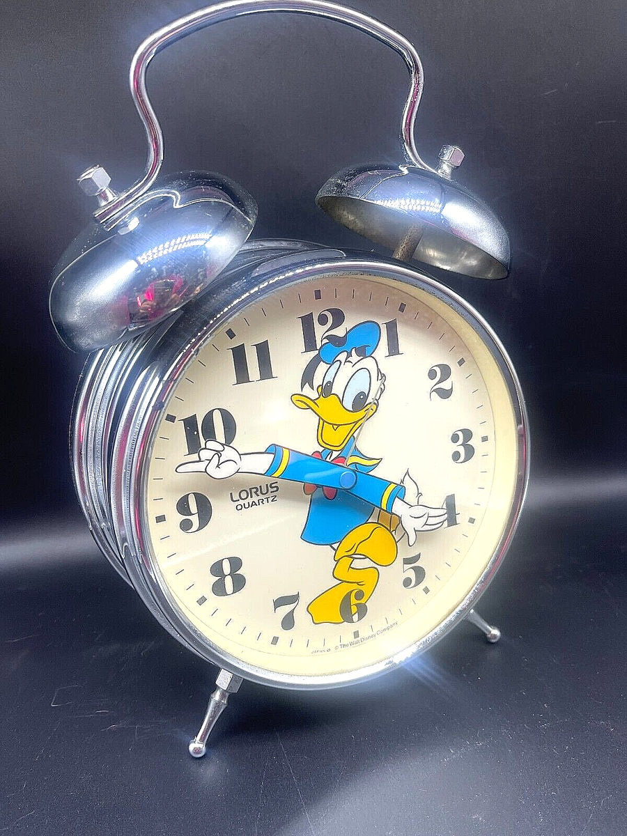 Vintage Walt Disney Donald Duck Lrg Bell Alarm Clock Lorus Quartz