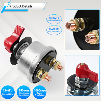 300A 12V Master Battery Quick Disconnect Power Cut Shut Off Switch Heavy Duty,