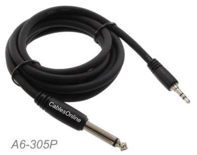 5ft Premium 3.5mm Stereo TRS Male to 1/4'' Mono TS Male Audio Cable, A6-305P