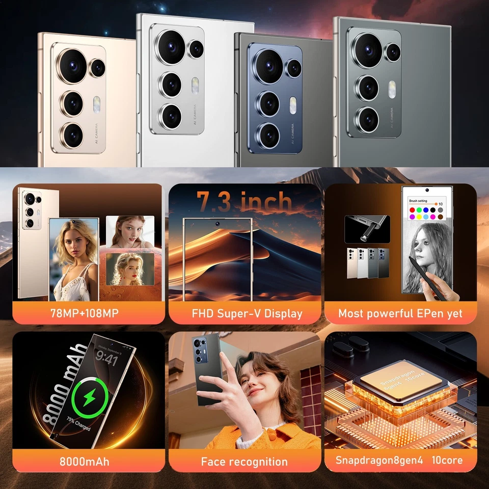 New S25 Ultra Factory Unlocked 6.8" 8000mAh Smartphone 4G Android 14 RAM 8+256GB - Image 2 of 4