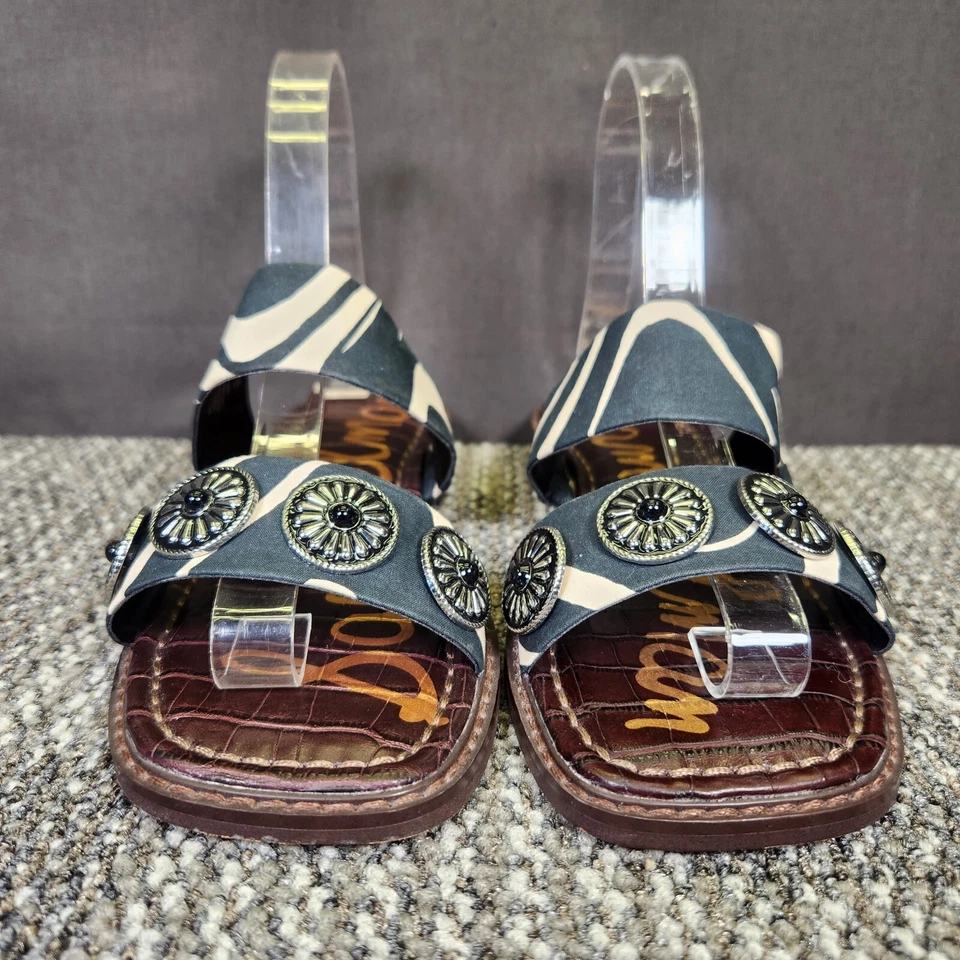 Sandalias informales Sam Edelman Hera para mujer talla 6M negras crema sin cordones de negocios Foto 2 de 4