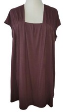Simply Vera Vera Wang Women's Square Neck Pleated Tunic Top L Purple/Brown