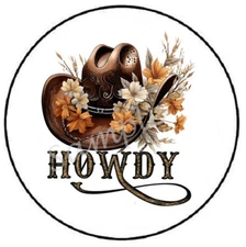HOWDY COWBOY HAT WESTERN ENVELOPE SEALS LABELS STICKERS PARTY FAVORS