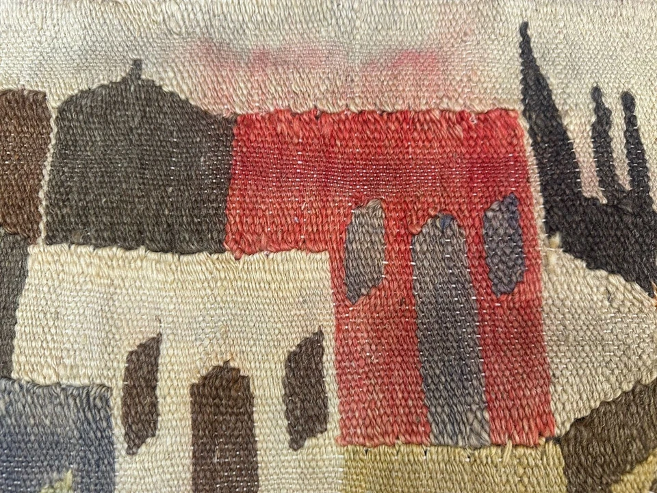 Alfombra Kilim tapiz de lana vintage tejida a mano egipcia pictórica colgante en la pared Foto 4 de 4