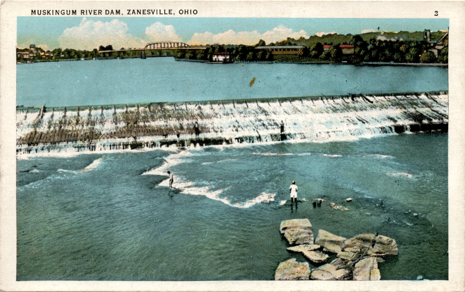 MUSKINGUM RIVER DAM, ZANESVILLE, OHIO Postcard