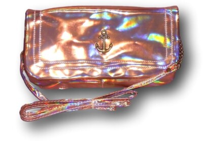 Shoulder Strap Purse with Anchor Button Annabelle Basic Wallet Golden Style New.