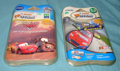 = 2 VTech V Smile Nascar Academy Race Car Superstar & rev it up radiator springs