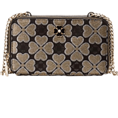 Kate Spade Bag Fabric Leather Odette Jacquard Chain Double Zip
