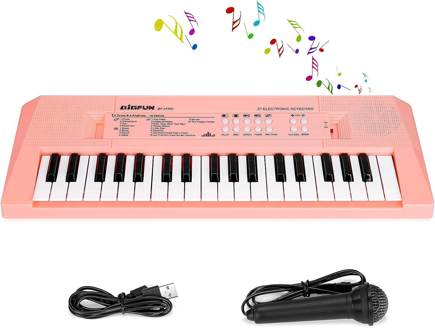 37-Key Portable Kids Keyboard Piano with Built-in Microphone - Musical Learning Toy-image