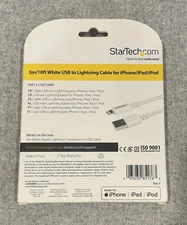 USBLT3MW StarTech 10ft Long White Apple 8pin Lightning Connector to USB Cable 