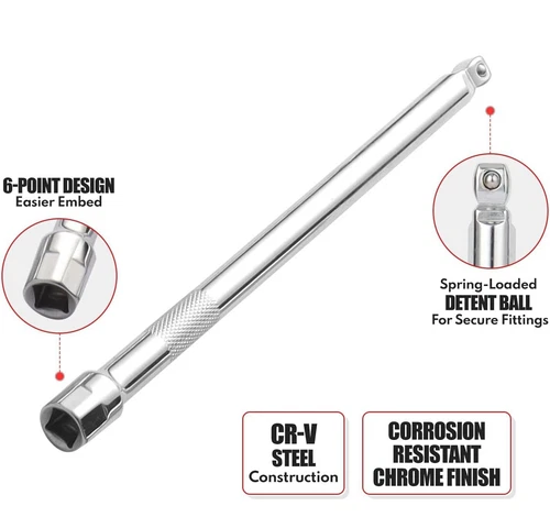 9 pcs Wobble Extension Bar Set 1/4" 3/8" 1/2" Drive Wobble Socket Bars Kit CR-V - Picture 7 of 12