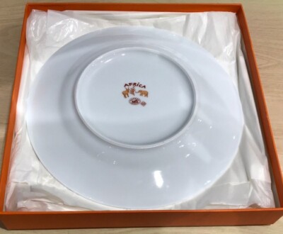 Hermes Africa Orange Dessert Plate Dish Tableware Animal Dinner