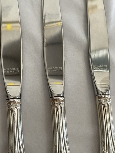 11 Reed & Barton Tiger Lily Dinner Knives Festivity Silverplate Bright Shiny - Picture 9 of 12