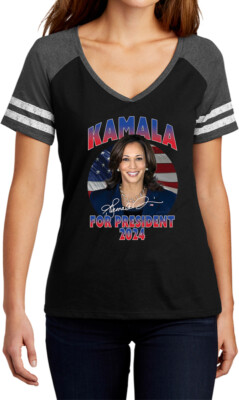 Kamala for President 2024 Gradient Womens Game V-neck T-shirt