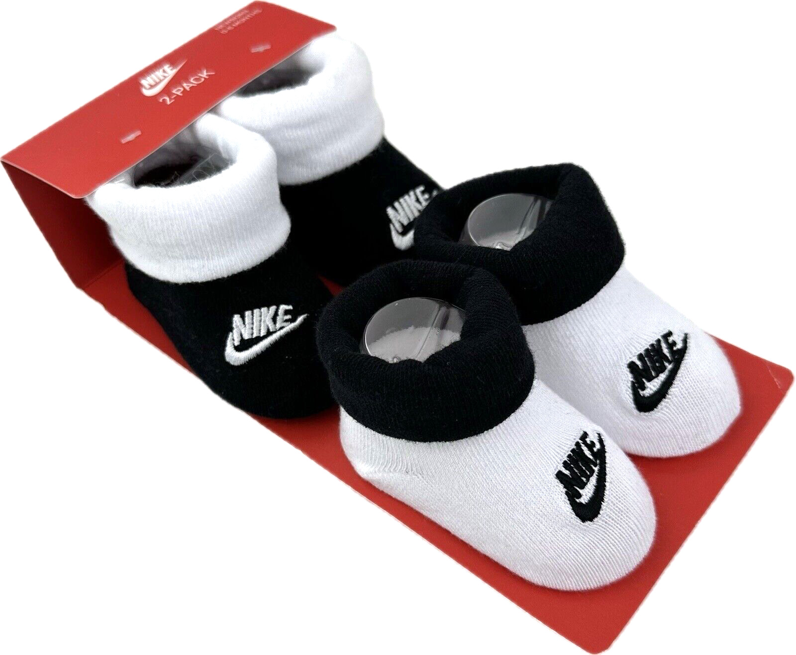 Nike Baby 2 Pk White Black Ankle Cotton Fold Over Cuffs Boot