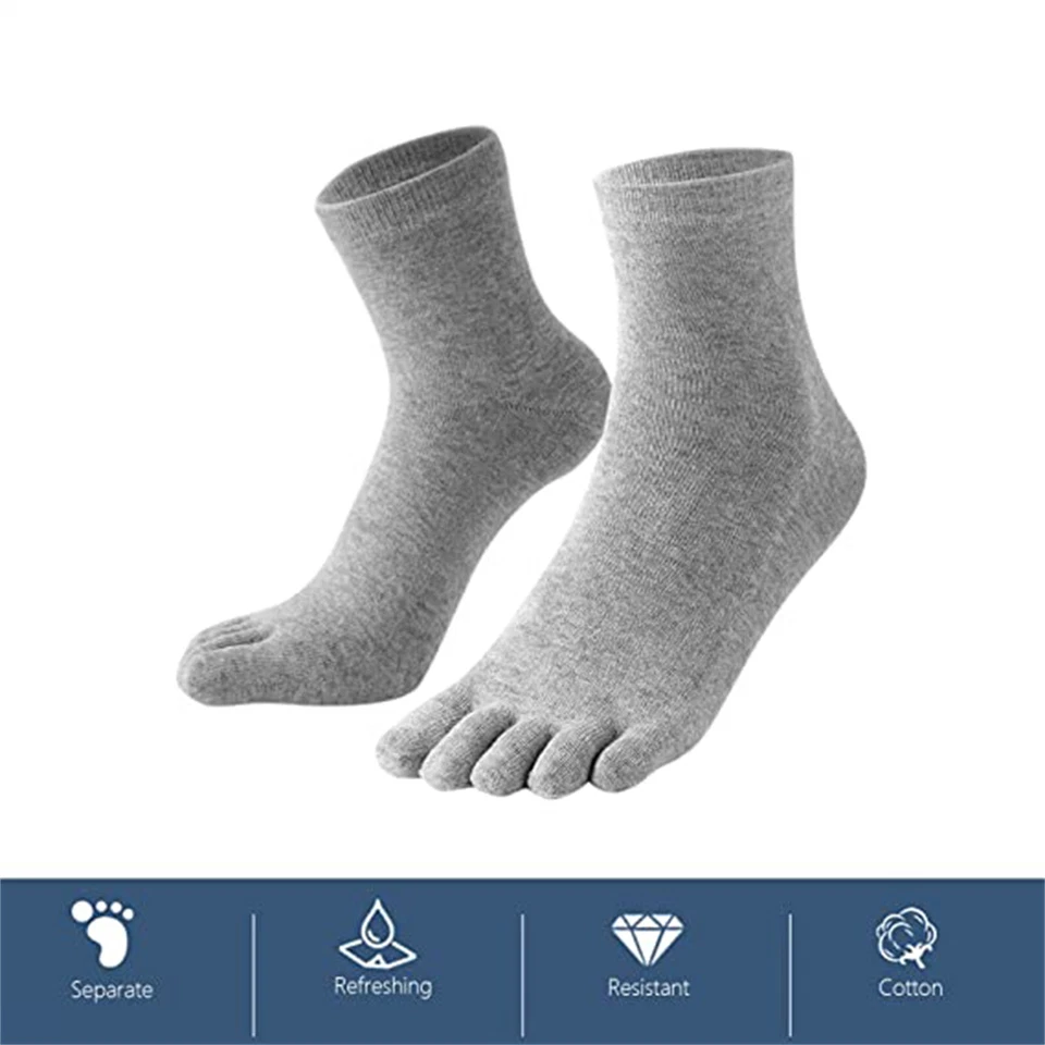 Up to 6 pairs MENS toe socks Anti-Bacteria Blister Cotton Five Separated Fingers - image 2 of 4