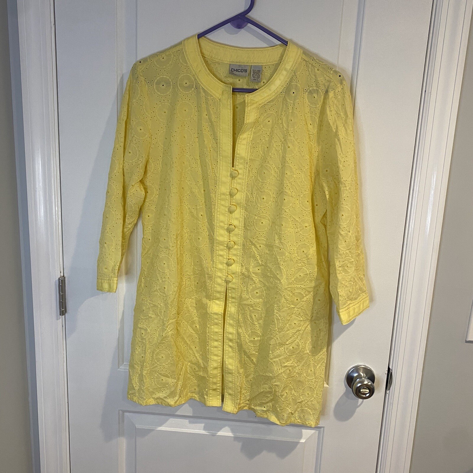 Chicos Yellow Button Down Light Weight Jacket - image 1