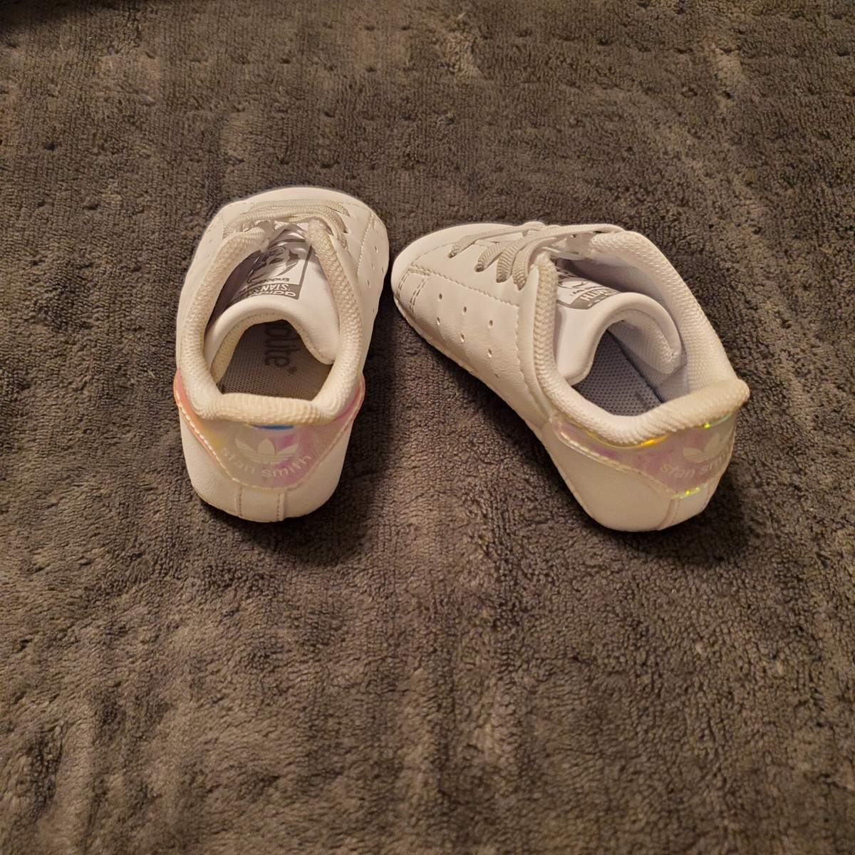 Adidas Stan Smith Infant Crib Shoes Size 1K White and Silver Metallic | eBay