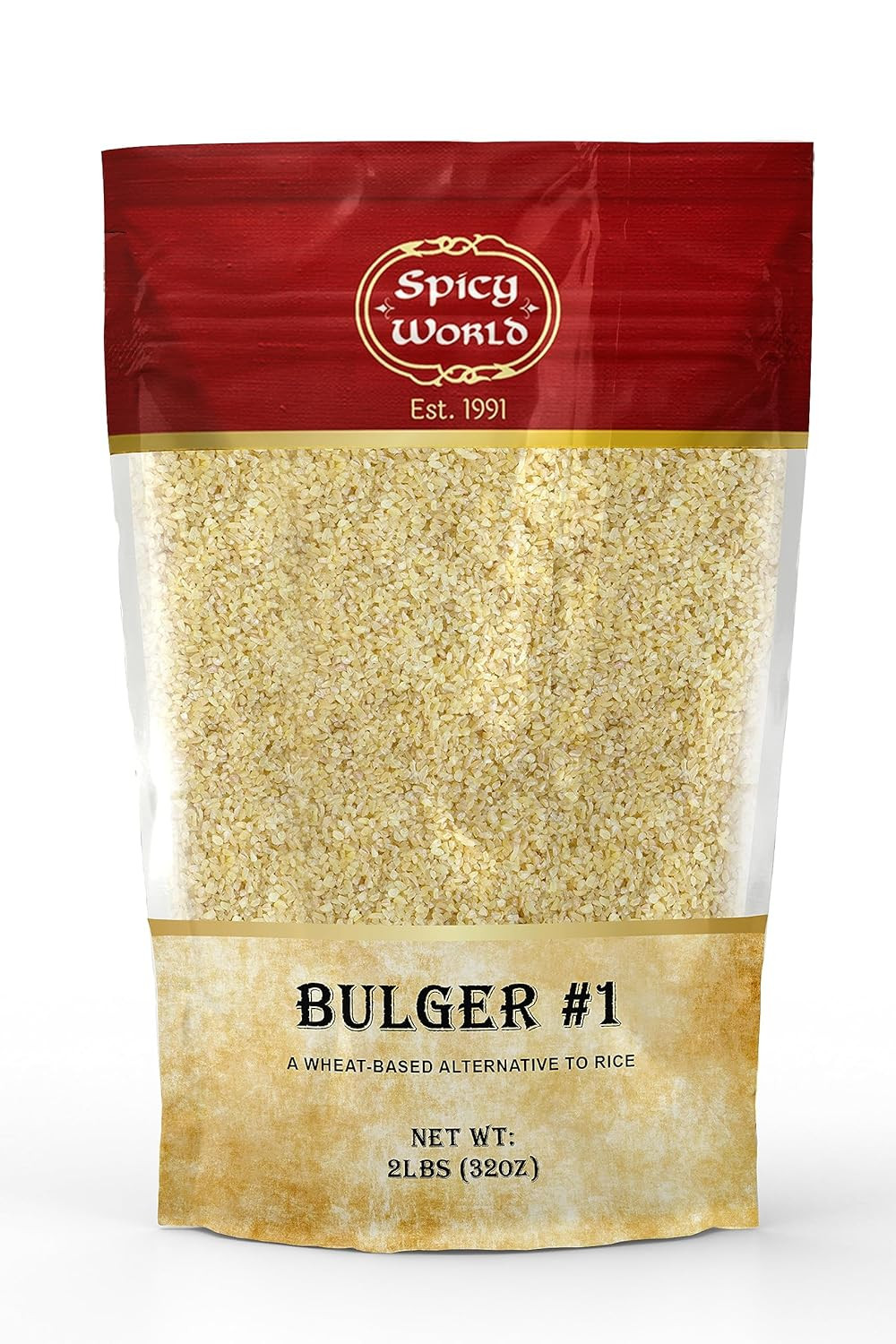 Spicy World Bulgur Cracked Wheat Fine #1, 2 LB Bag 32 Ounces