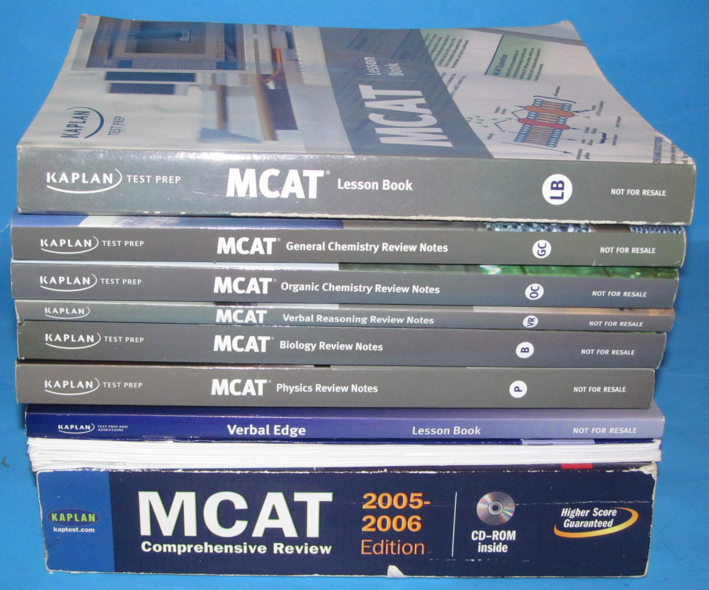 Lot of 8 Kaplan MCAT 2012 Review and Lesson Test Prep Books PLUS