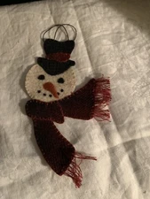 Handmade Wool Applique Snowman Ornament