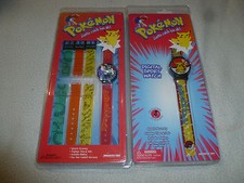 NEW POKEMON DIGITAL SPORT WATCH LOT PIKACHU ASH 4 BAND 1999 NINTENDO QUARTZ >>