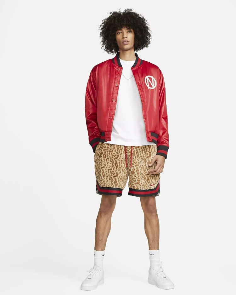 Nike Premium Basketball Bomber Jacket Red Leopard Men's Size Small