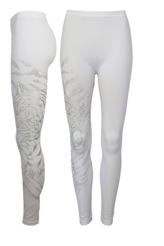 New Ladies Womens Patterned Leggings Tiger print Black leggings eBay