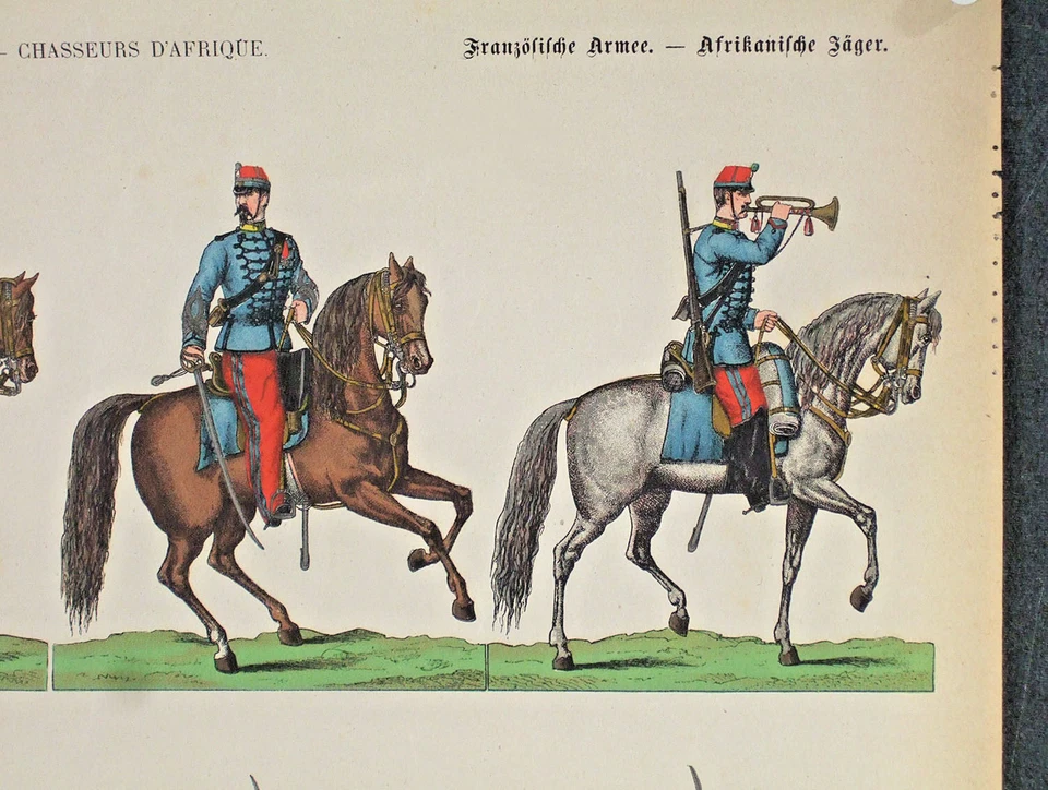 GRANDE PLANCHE, style Epinal,litho, n°9 Armée Française, chasseurs d'Afrique - Photo 4/4